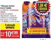 C 1,84  L'AEROSOL  ws  care putant ce .22.44  2 airosols OFFERTS  HOURSES RETINES 2 GRATUITES  le or  1099