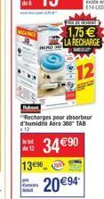 DELLI  ENG  1,75  LA RECHARGE  AD  12  Recharges pour absorber d'humide Aire 360 TAB 12 delet de 12  3490  2094