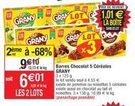 Grany.  EEEE GROV LOT 1,01   LA BOITE  DED GRAV LOT  GRANY  2eme à -68%  123  9810 - 601  LES 2 LOTS  Barres Chocolat Céréales GRANY 3x1259 looduse  isten Existen chocolate notes 3158 | puthiya paai