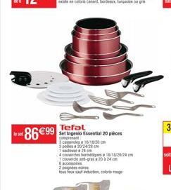 --8699  Tefal Set Ingenio Essential 20 pieces comprenant 3 camere 16/18/20 3 Pole 20/34/28 1  ori 1 couvre-2012 2.  SO