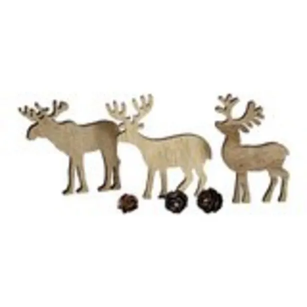 12 rennes en bois décoratifs