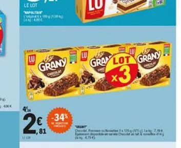 le loy ??????  us 3401  lu  grany  of  ce  graylot grany  x3  chocolas  45  -34%  2  ,81  olara