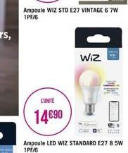 Ampoule WIZ STD E27 VINTAGE 6 7W 1PF/6  Wiz  LUNTE  1490  Ampoule LED WIZ STANDARD E27 8 5W 1PF/6