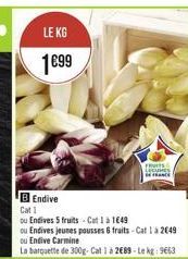 LEKG 1899  FRES LECHES  B Endive Cat Du Entives 5 fruits Cat la 1649 ou Endives jeunes pousses traits - Cat 12649 ou Entive Carmine La banquette de 300g. Cal la 2089 Laht:9863