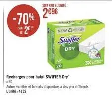 -70%  82  new  swiffer  dry  3x  20  220  recharges pour balai swiffer dry autres vanités et formats disponibles à des prix différents l'unit: 4655