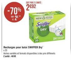 -70%  12  NEW  Swiffer  DRY  3X  20  Recharges pour balai SWIFFER Dry Autres variétés et formats disponibles à des prix differents L'unit: 4649  320