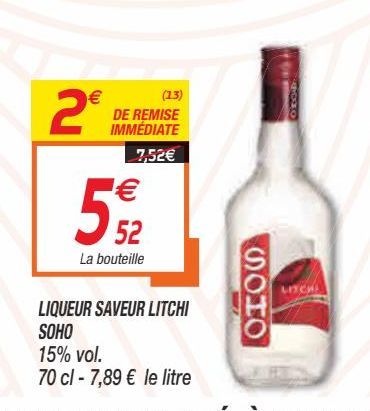 Liqueur saveur litchi soho offre à 5,52€
