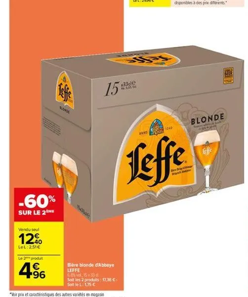 33ele  15  liffe  sbl  blonde  1280  ind  feffe  teffe  -60%  sur le 2me