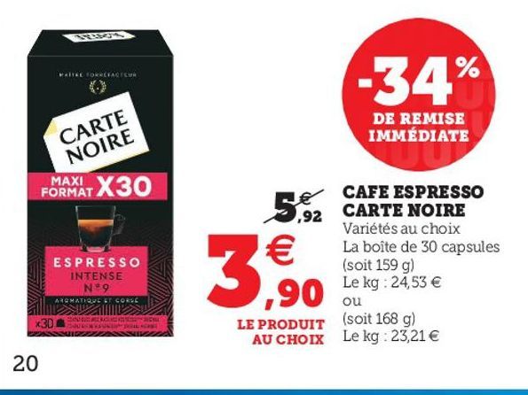 Café expresso Carte noire