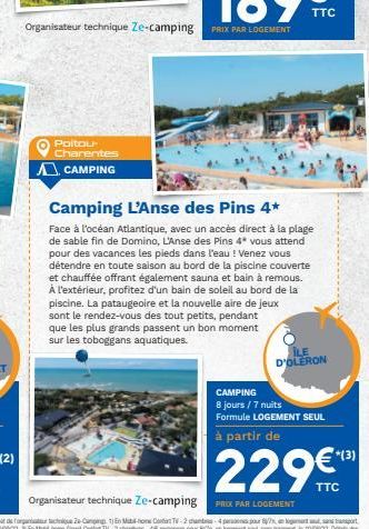 TTC  Organisateur technique Ze-camping PRIX PAR LOGEMENT  Poitou Charentes  A CAMPING  D'OLERON  2296