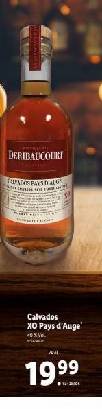 ARAN  DERIBAUCOURT  CALVADOS PAYS D'AUGE  EL PATRIC  WELL BATRE  Calvados XO Pays d'Auge 40% Vol.  70cl