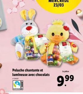 Peluche chantante et lumineuse avec chocolats  La plee  MON  CHIPA  9.99  HARTER