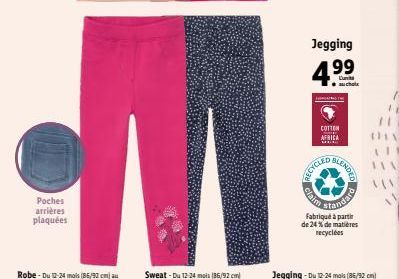 Jegging  499  COTTON AFRICA  ES CYCLE  MENDED  Card  Poches arrières plaquées  Fabriqué à partir de 24 % de matières  recyclées