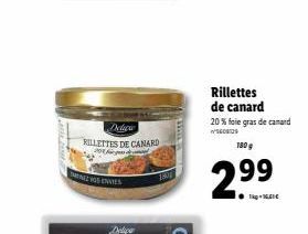 Rillettes de canard  20 % foie gras de canard  KILLETTES DE CANARD  SO  1809  STADES  2.99