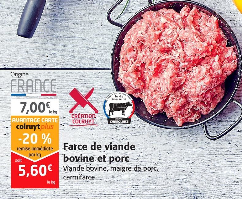 Farce de viande bovine et porc