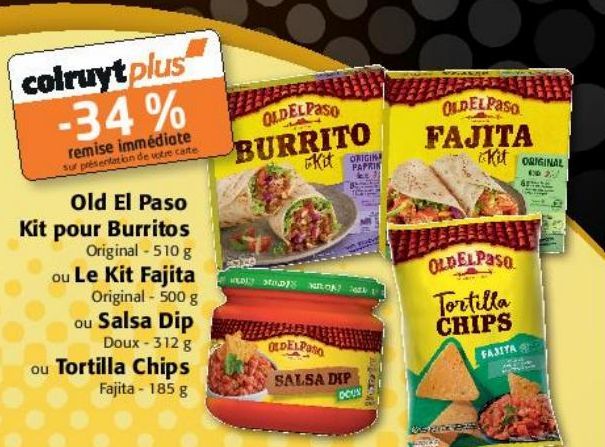 Old El Paso kit pour Burritos ou le Kit Fajita ou salsa Dip ou Tortillq Chips
