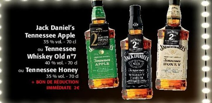 Jack Daniel's Tennessee Apple ou Tennessee whiskey Old n°7 ou Tennessee Honey