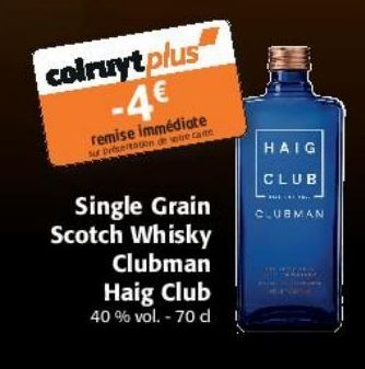 Single Grain Scotch Whisky Clubman Haig Club