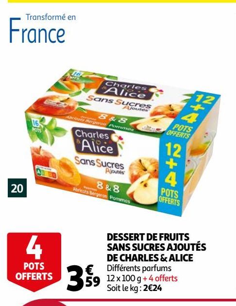 DESSERT DE FRUITS SANS SUCRES AJOUTÉS DE CHARLES & ALICE