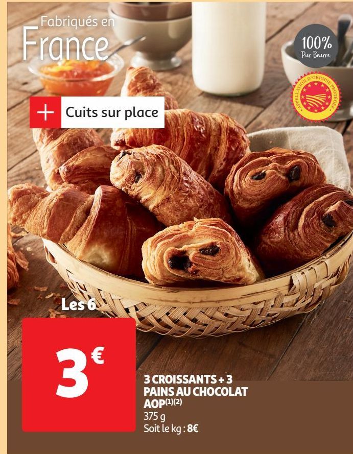 3 CROISSANTS + 3 PAINS AU CHOCOLAT AOP