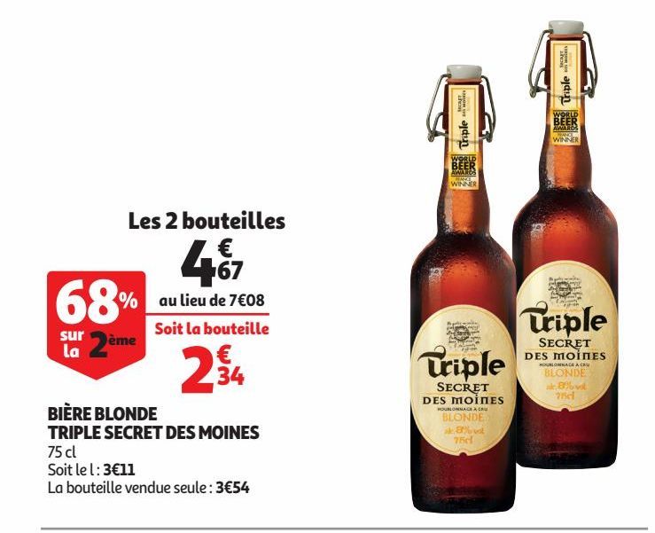 BIÈRE BLONDE TRIPLE SECRET DES MOINES