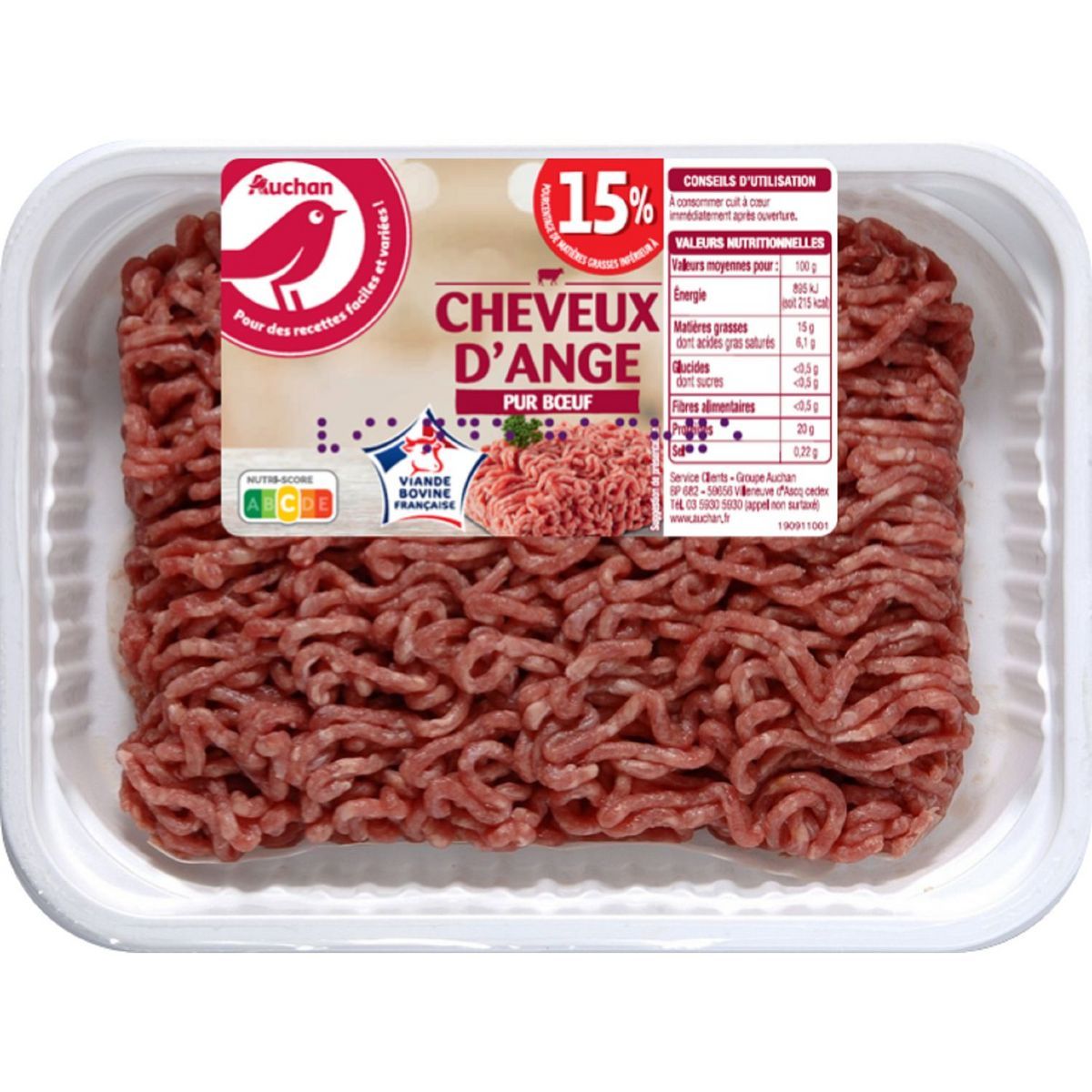 VIANDE HACHÉE PUR BOEUF AUCHAN