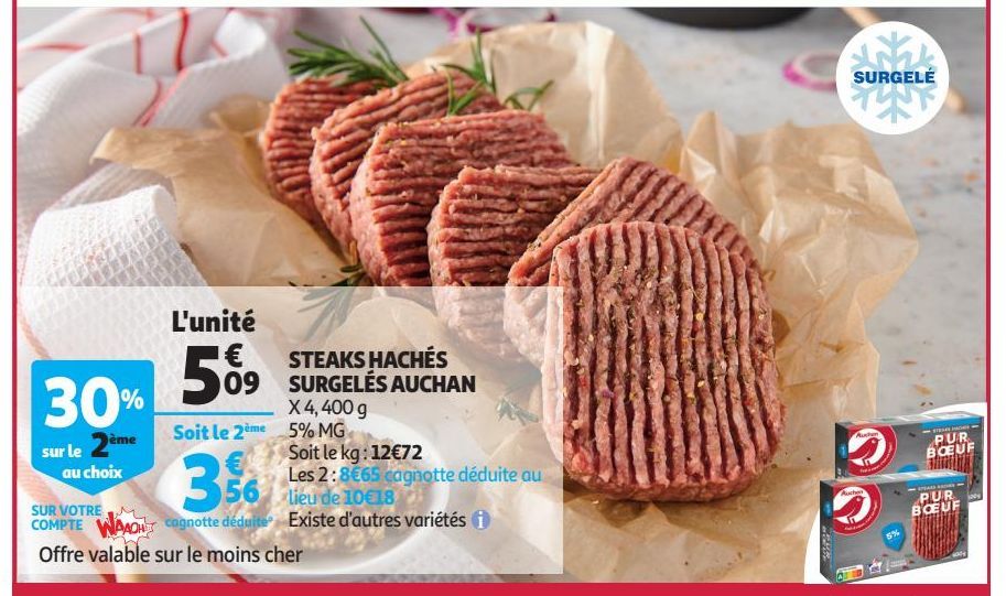 STEAKS HACHÉS SURGELÉS AUCHAN