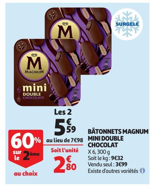 BÂTONNETS MAGNUM MINI DOUBLE CHOCOLAT