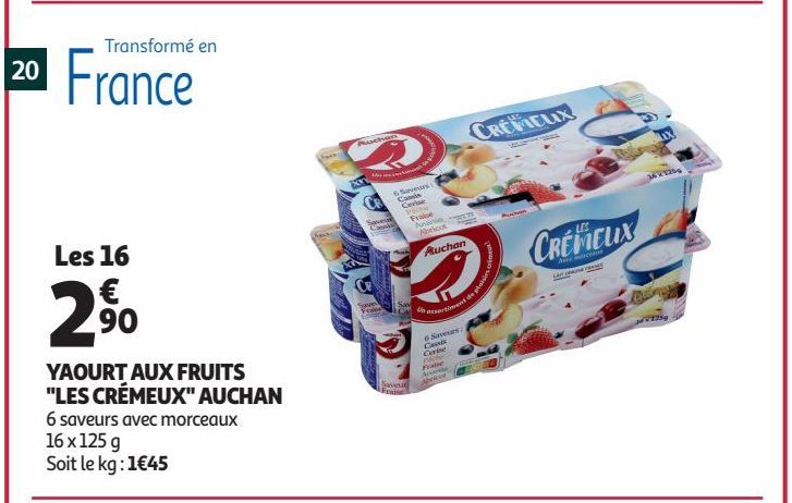 YAOURT AUX FRUITS "LES CRÉMEUX" AUCHAN