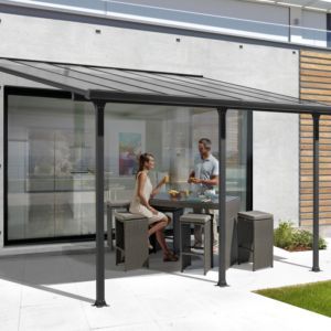 Tonnelle adossée aluminium et toit en polycarbonate 15 m² offre à 1349€ sur Gamm vert