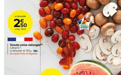 La boquete  260  FRUITS LECIES DANCE  Lekg:HE  Tomate cerise mélangée Catégorie La banquette de 350g. Aurayon Fruits et légumes