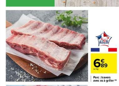 VILLERS   89 Le kg  COM  Porc : travers avec os à griller