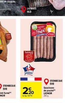 LICOUES (62)  LASES  Poulet  Saveurs  STEENBECOUE  (59) Saucisses de poulet LIONOR 2009  2.  176