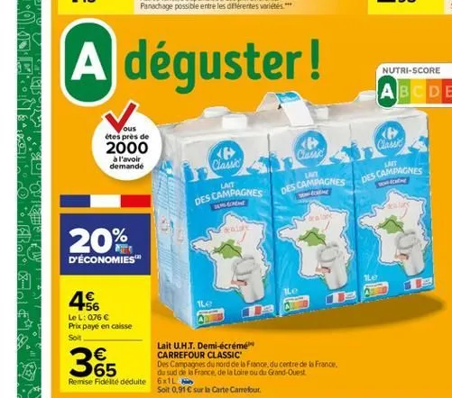 a déguster!  nutri-score abc de  ous etes près de 2000  a l'avoir demande  <  classic  < ciastic  classic  lait  lan  des campagnes des campagnes  des campagnes  bn mena  set  20%  d'économies"  4%  l