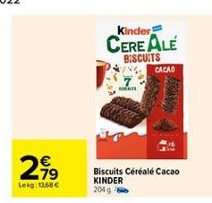 Kinder CEREALE  BISCUITS  CACAO  2819    N  Lekg 13686  Biscuits Céréale Cacao KINDER 2049