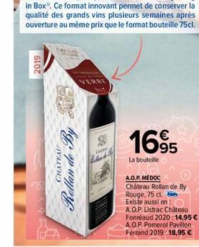 2019  NEWS  1695  La bouteille  CHATEAU  Rollan de By