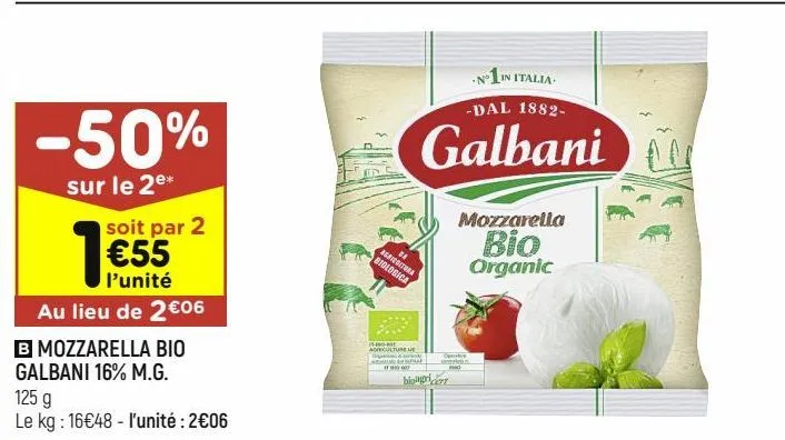 mozzarella bio galbani 16% m.g.