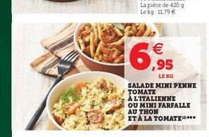 695  LEHO SALADE MINI PENNE TOMATE ALTTALIENNE OU MINI FARFALLE AU THON ET À LA TOMATER