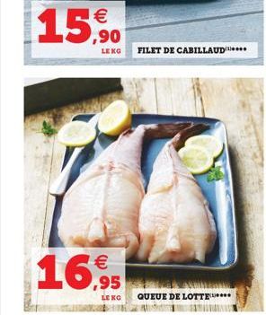   15,90  LE KG  FILET DE CABILLAUD...    16.95  LERG  QUEUE DE LOTTE*****