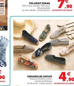  ESPADRILLES ADULTE Dessus et interieur textile,  semelle synthétique Du 36 au 46-coloris assortis LE PRODUIT  AU CHOIX  4