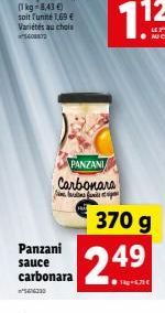 PANZANI  Carbonara  ????????  370 g  Panzani sauce carbonara  249  16220
