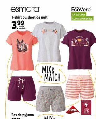 esmara T-shirt ou short de nuit 3.99  EcoVero EN VISCOSE ECO RESPONSABLE  MIX&. MATCH  DORA  CITTON CE