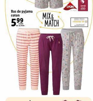 DORA  CITTON CE  Bas de pyjama coton  MIX& MATCH  DEKO-TEX STANDARD 100  5.99  qe