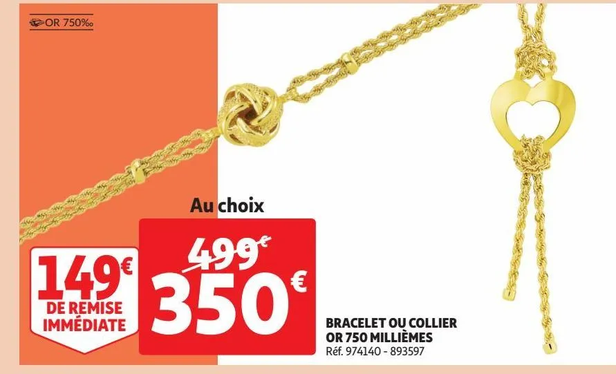bracelet ou collier or 750 millièmes