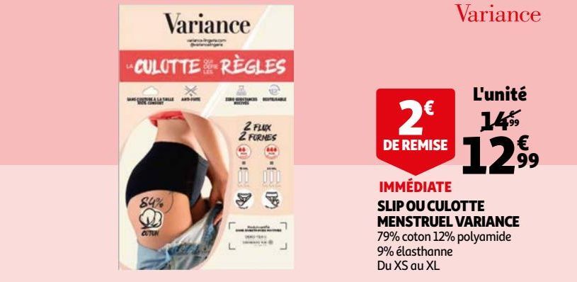 SLIP OU CULOTTE MENSTRUEL VARIANCE