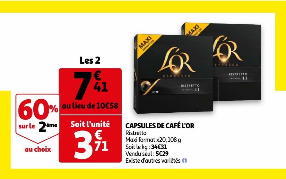 CAPSULES DE CAFÉ L'OR