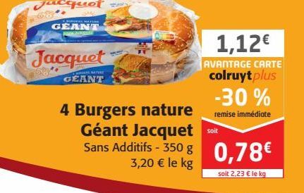 4 Burgers nature Géant jacquet