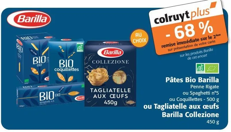 pâtes bio barilla ou tagliatelle aux oeufs barrilla collezione