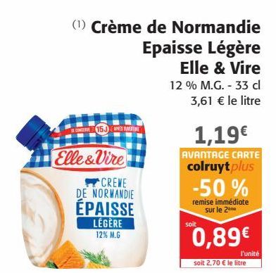Crème de Normandie Epaisse légère Elle et Vire