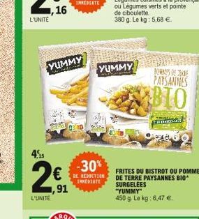 4,15  L'UNITE    With  -30% REDUCTION  IMMEDIATE  YUMMY